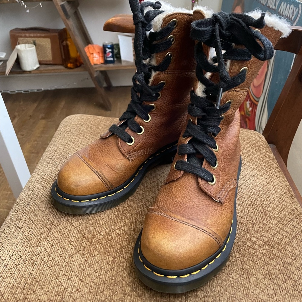 Dr. Martens Aimilita Fur Lined Fold Over Leather Boots